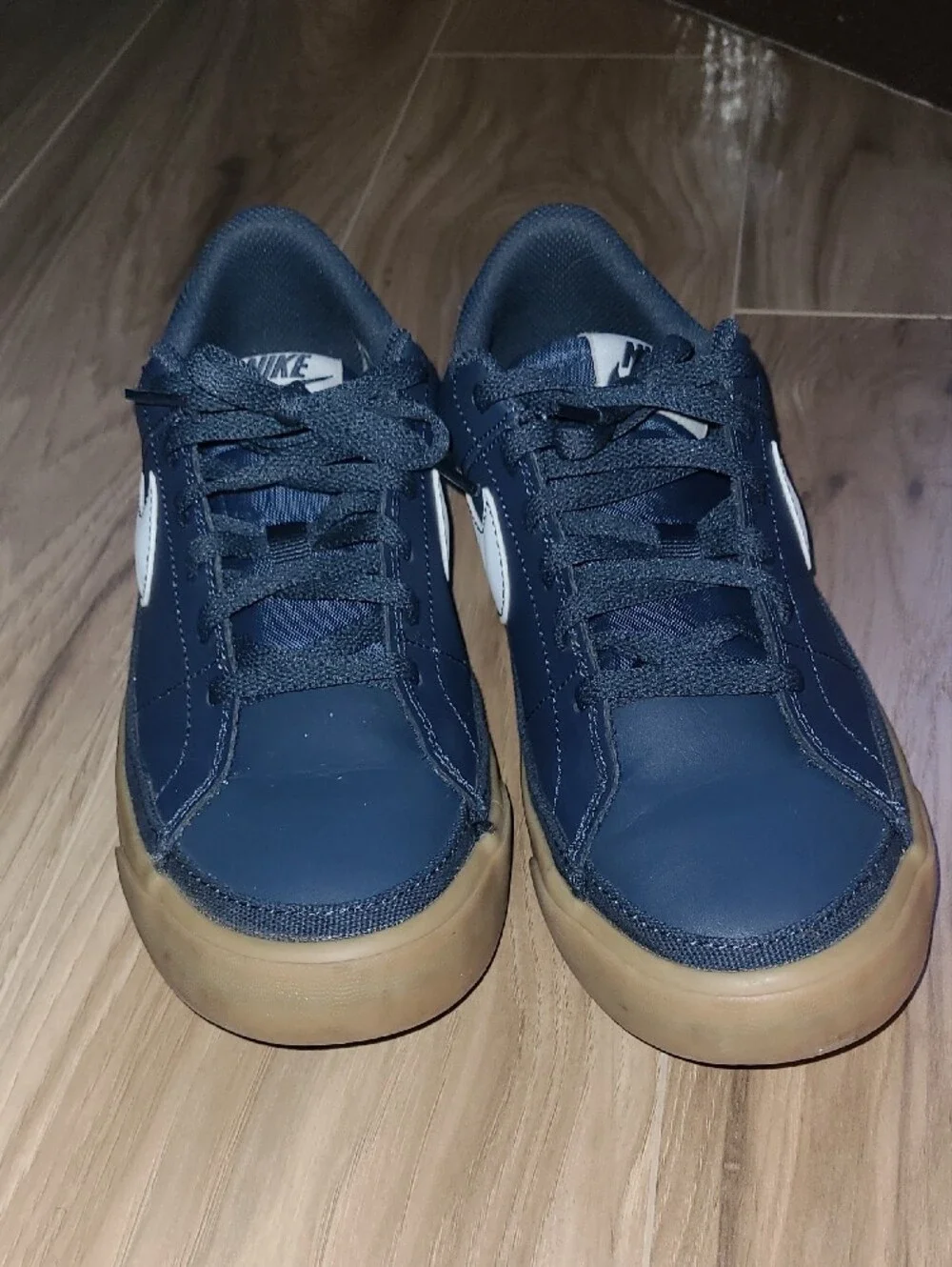 Nike Navy and White Low-Top Sneakers with Gum Sole